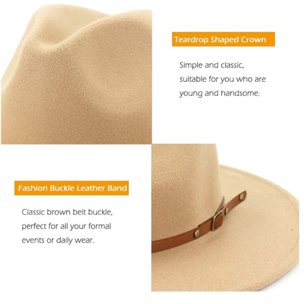 NWT🤍Women Wide Brim Wool Hat with Belt Buckle🤍 - Picture 3 of 5